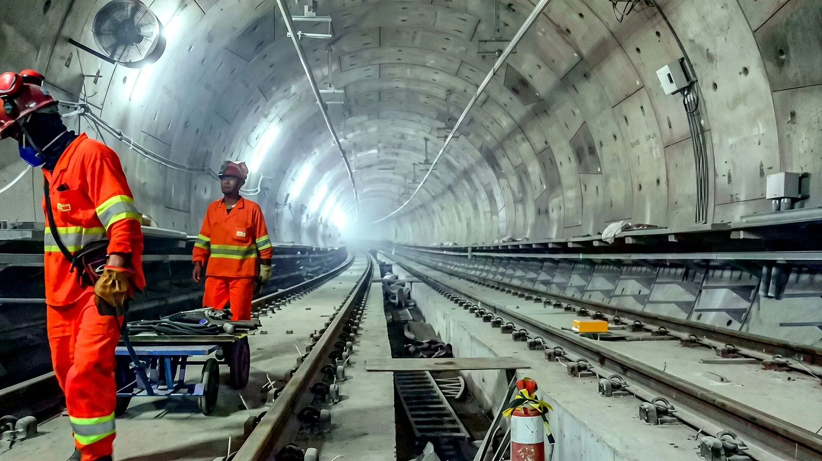 Equipe em campo em um túnel do metrô de São Paulo